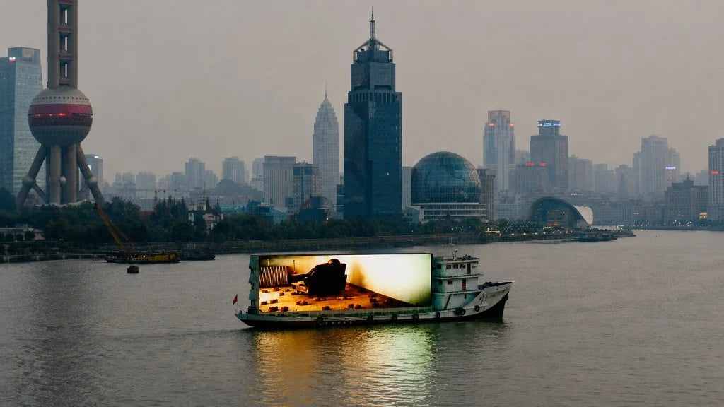 Shanghai — boat with LED screen on the Huangpu